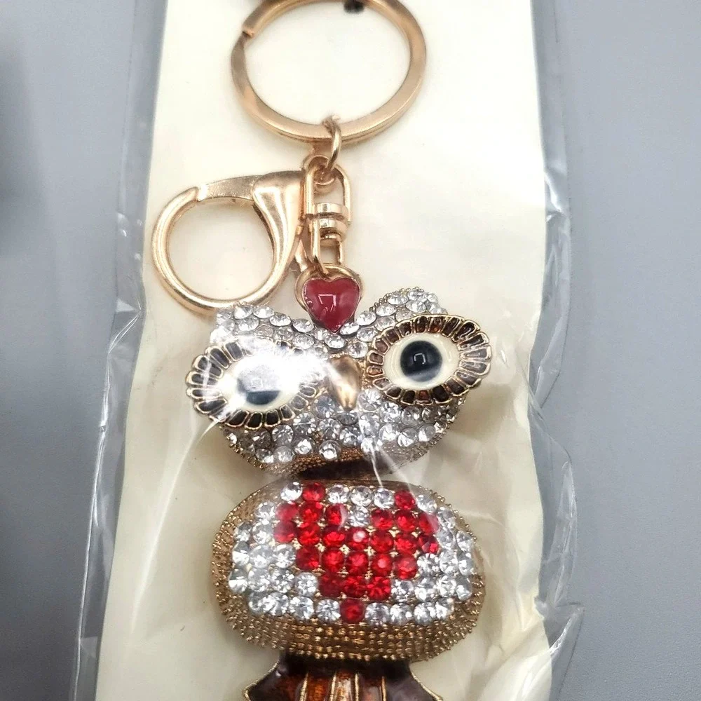 OWL KEY CHAIN Rhinestones SILK‎ Elephants Shinawatra Thailand FREE USA SHIPPING